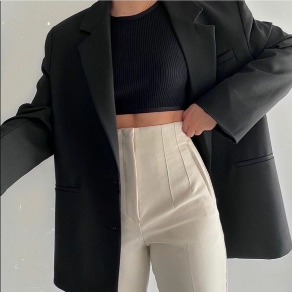 Zara * high waisted cream pants bloggers favorite - Picture 5 of 16